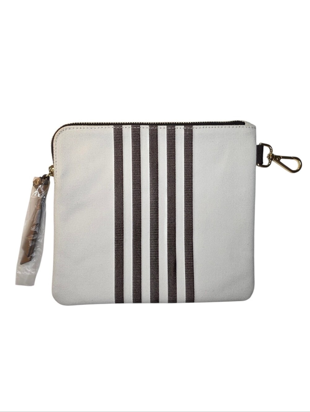 Henri Bendel Small White Canvas Pouch Wristlet Bag Travel Luggage Accessories - Picture 2 of 5